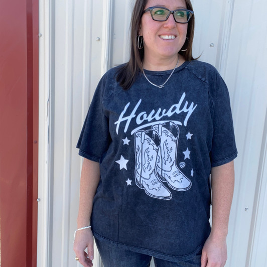 Rock & Roll Ladies Black Howdy Boots Tee