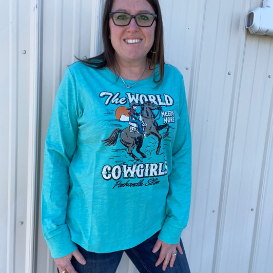 Panhandle Ladies World Needs More Cowgirls Graphic Long Sleeve Tee