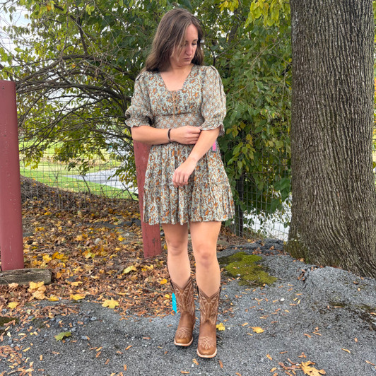 Rock & Roll Ladies Jade Mixed Print Mini Dress BWD1R06957