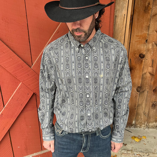 Ariat Men's Tatum Classic Fit Grey Button Shirt 10065852