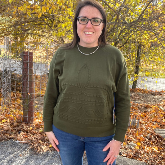Panhandle Ladies Hunter Green Boot Stitch Lightweight Sweatshirt