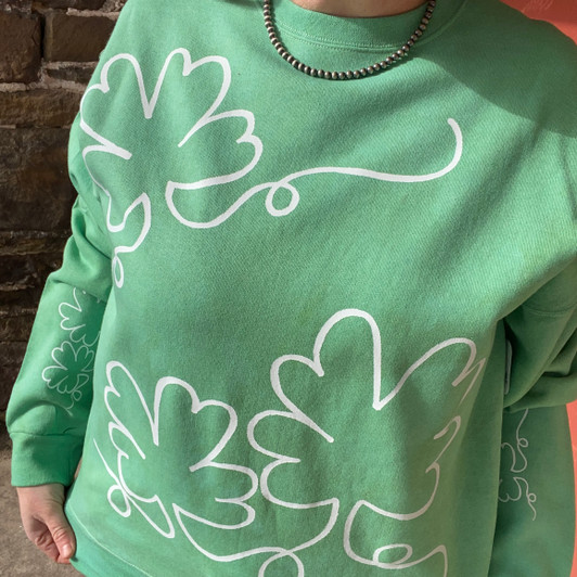 Hand-dyed Green 4-Leaf Clover Pullover Sweatshirt