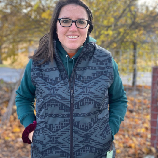 Roper Ladies Deep Jade and Black Aztec Soft Shell Vest