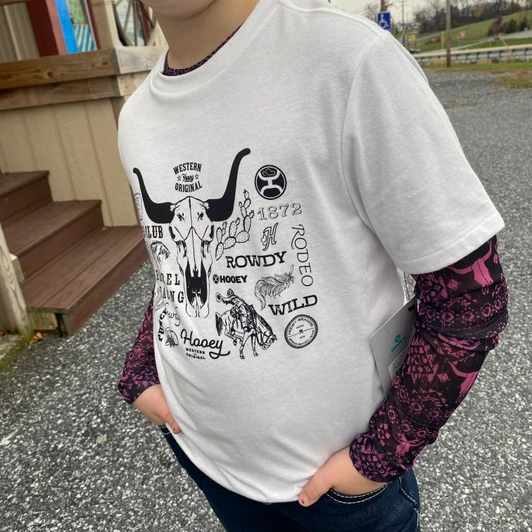 Cowboy Hardware Youth Black Bull Skull Mesh Long Sleeve Shirt