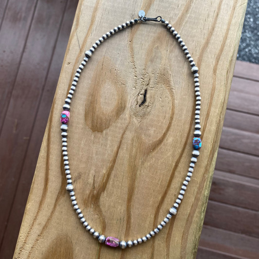 18" Graduated Sterling Silver Pearl & Pink Dream Necklace