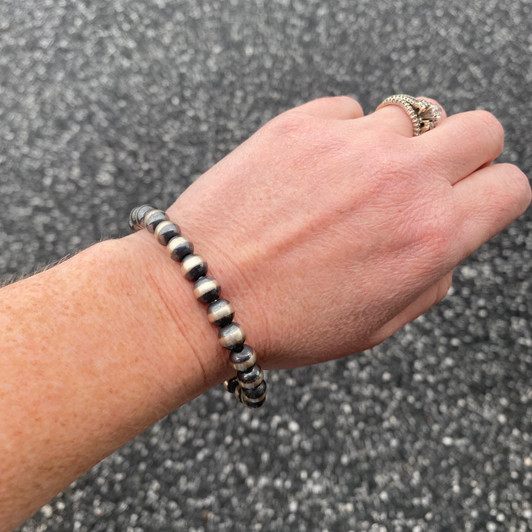 8mm Sterling Silver Pearl Cuff Bracelet