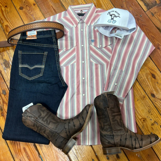 Ariat Mens Pro Series Flynn Cream Classic Fit Snap Shirt 10065783