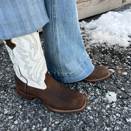 Roper Women's Lindsey Tan and White Square Toe Boot