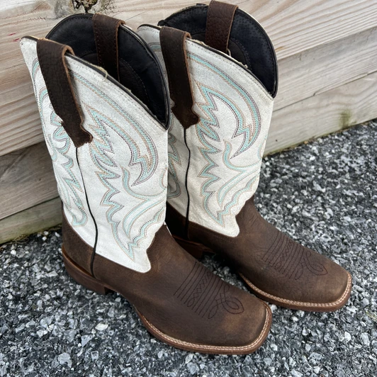 Roper Women's Lindsey Tan and White Square Toe Boot