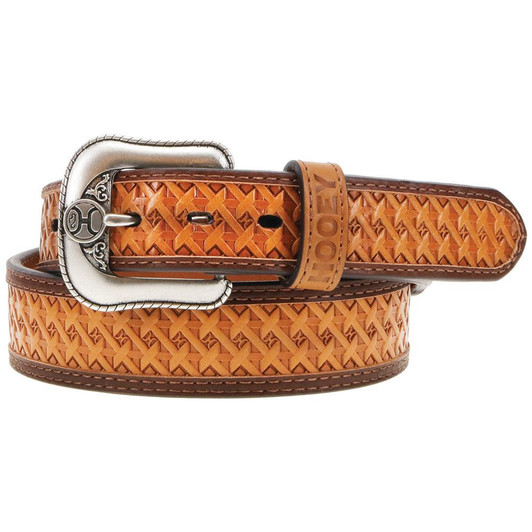 Hooey Men's Hands Up Basketweave Brown Leather Belt