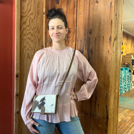 Pink Blush Crinkled Lurex Blouse