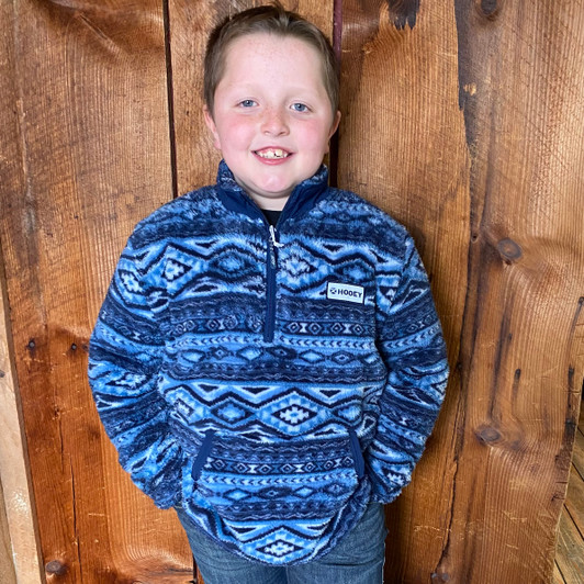 Hooey Youth Navy Blue Aztec Fleece Pullover