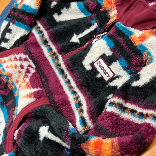 Hooey Youth Black & Burgundy Aztec Fleece Pullover
