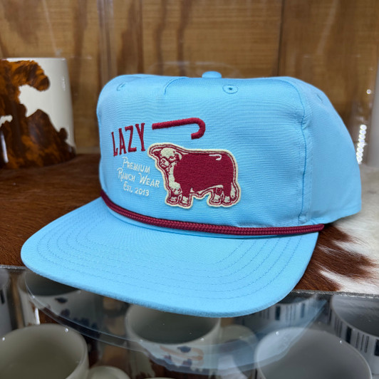 Lazy J Ranch Carolina Blue Red Premium Ranch Rope Trucker Hat CBPREMIUM