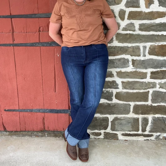 2 Fly Dark Wash Line Drive Cuffed Jeans 2Fly-LDJ