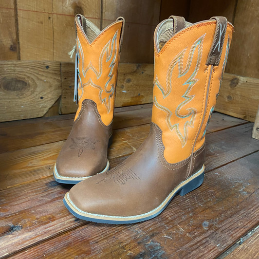 Twisted X Youth Orange and Tan Top Hand Boot