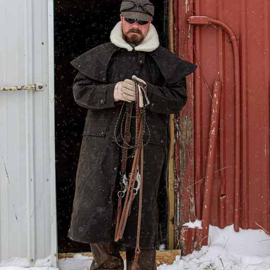 Outback Trading Stockman Oilskin Leather Duster 2056-BNZ