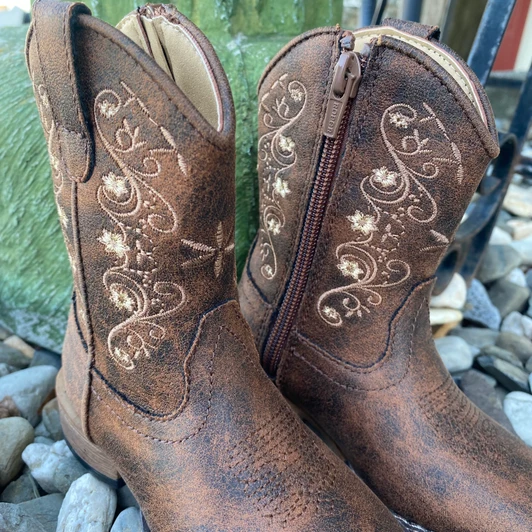 Roper Toddler Girl's Brown Bailey Floral Scroll Boot