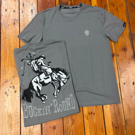 Hooey Men's Buckin' Round Cowboy Golf Tee GT2602DKGY