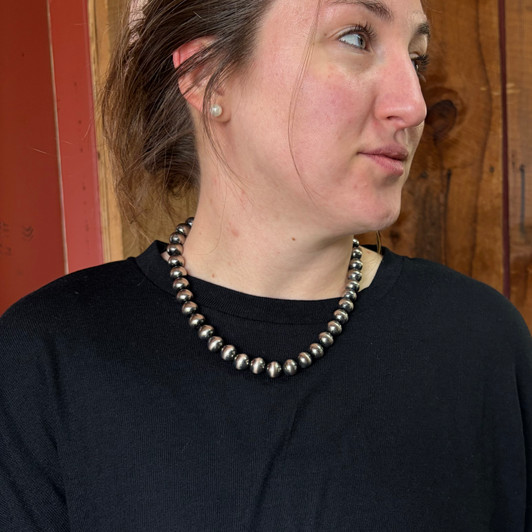 16" 12mm Faux Navajo Pearl Necklace AN4586-SB