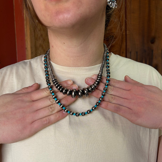Chunky Double Stand Faux Navajo & Turquoise Necklace AN4693-SBTQ