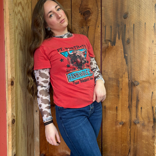 Panhandle Ladies Buffalo Graphic Tee in Rust LW21T08557