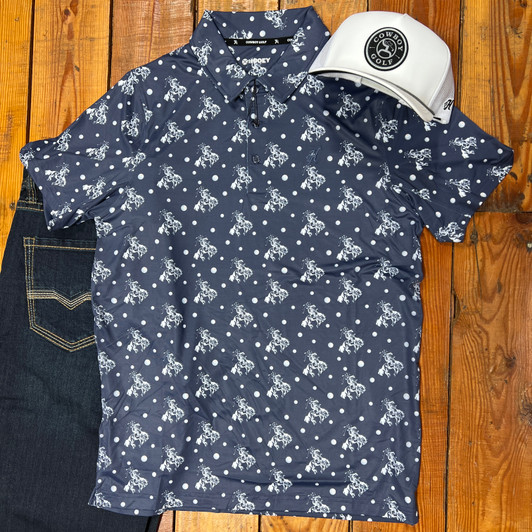 Hooey Men's "Weekender" Navy Cowboy Golf Polo