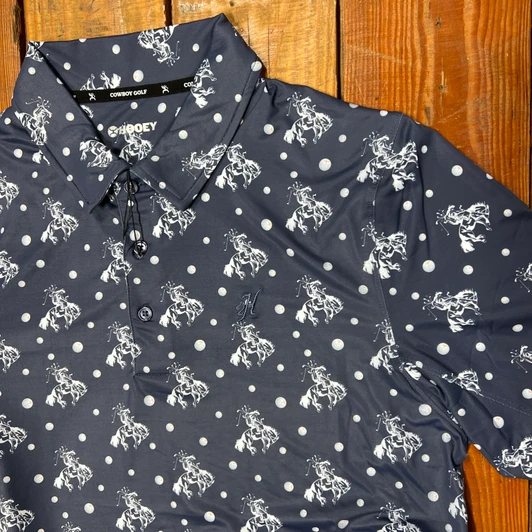 Hooey Men's "Weekender" Navy Cowboy Golf Polo