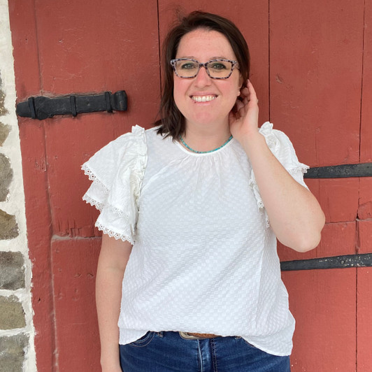 Ladies White Tiered Ruffle Sleeve Blouse