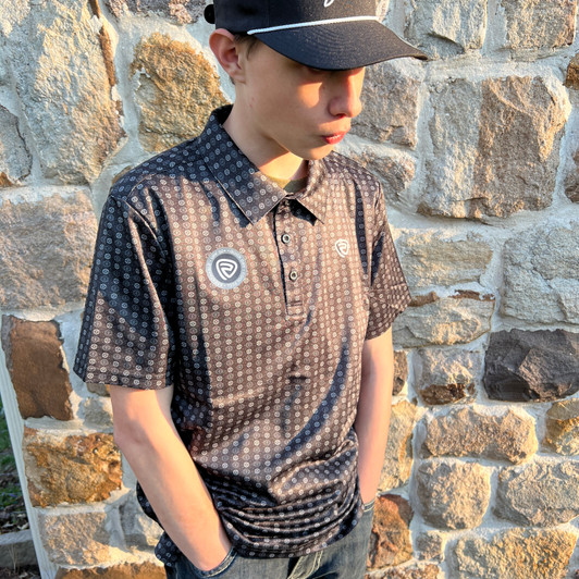 Rock & Roll Mens Black Geometric Printed Polo Shirt