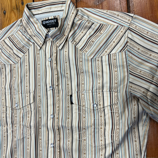 Hooey Men's "Sol" Cream Striped Short Sleeve Snap Shirt