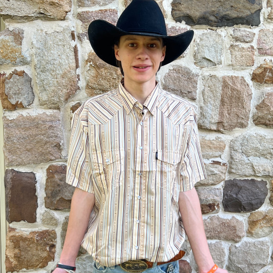 Hooey Men's "Sol" Cream Striped Short Sleeve Snap Shirt