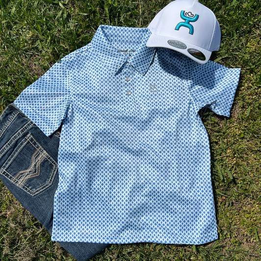 Panhandle Boys Blue Short Sleeve Snap Polo