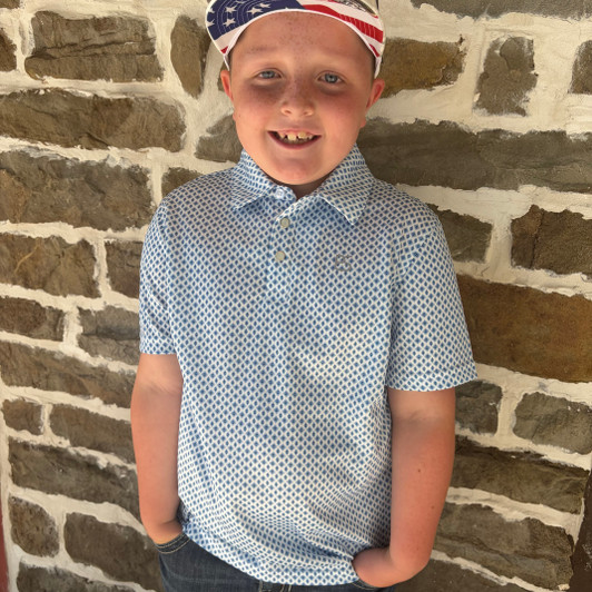 Panhandle Boys Blue Short Sleeve Snap Polo