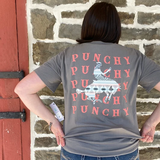 Hooey Ladies Grey Punchy Mustang Graphic Tee