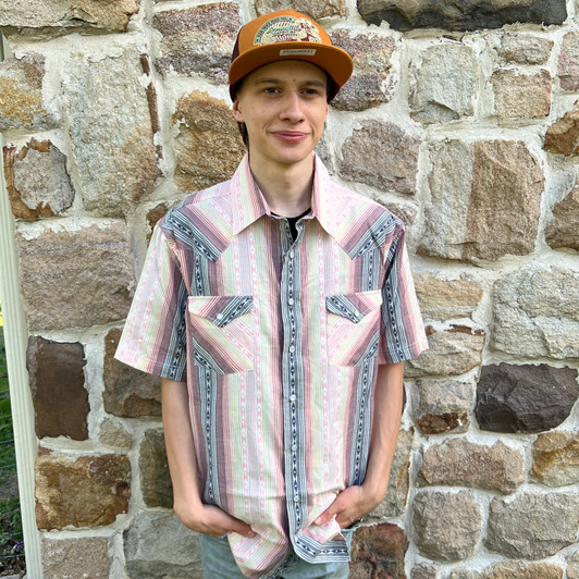 Panhandle Mens Multicolor Stripe Short Sleeve Snap Shirt PMN3S08909