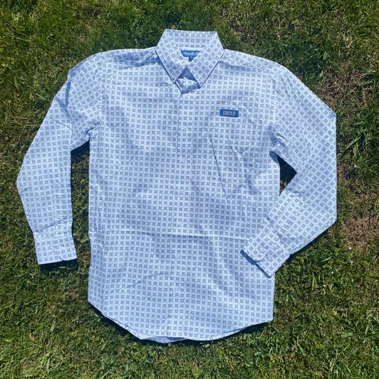 Panhandle Men's Turquoise Geo One Pocket Long Sleeve Button Shirt SMB2S08965