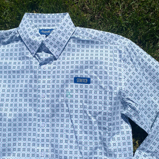 Panhandle Men's Turquoise Geo One Pocket Long Sleeve Button Shirt SMB2S08965