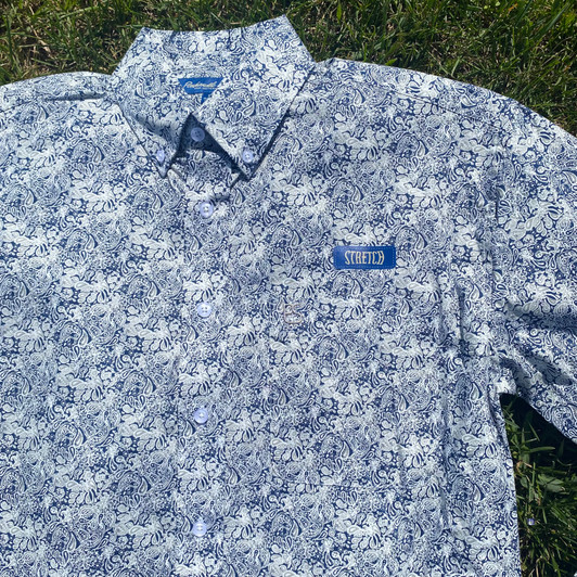 Panhandle Men’s Long Sleeve Blue Paisley One Pocket Button Shirt SMB2S08968