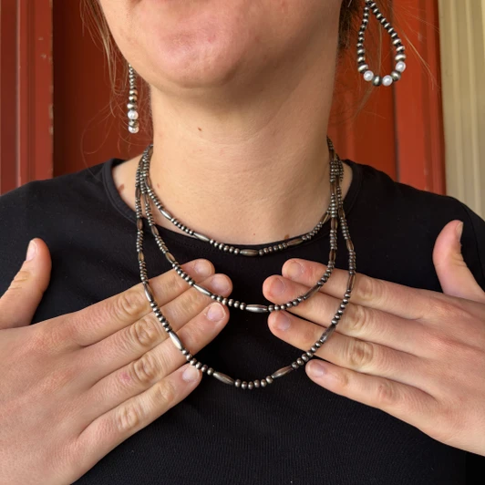 60" Faux Navajo Torpedo Bead Necklace AN5416-SB