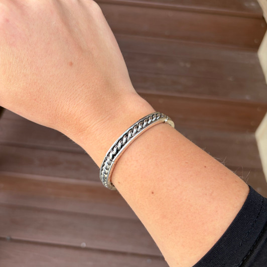 Silver Rope Stackable Stretch Bracelet