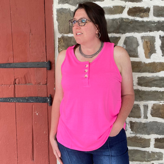 Andree Ladies Hot Pink Terry Knit Tank Top