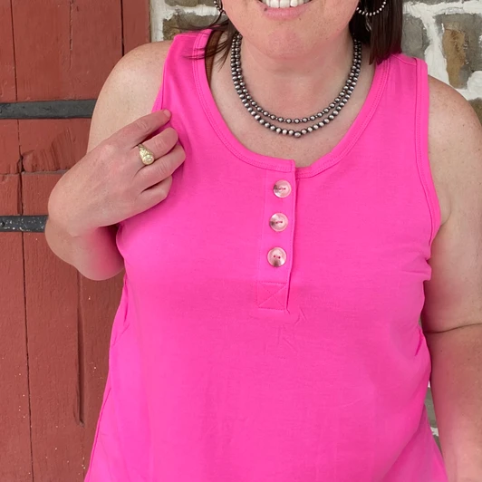 Andree Ladies Hot Pink Terry Knit Tank Top