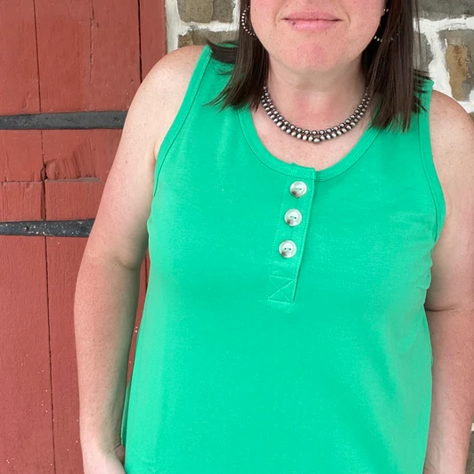 Andree Ladies Kelly Green Terry Knit Tank Top