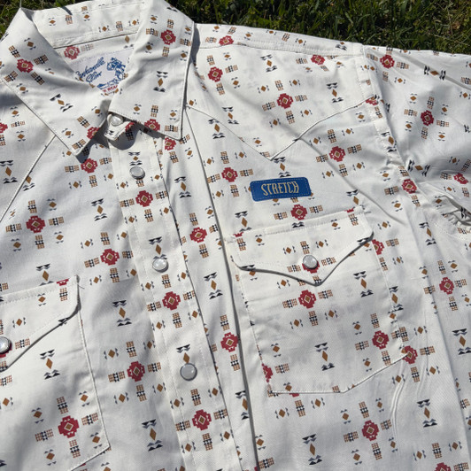 Panhandle Men's Ecru Southwestern Long Sleeve Snap Shirt PMN2S08896