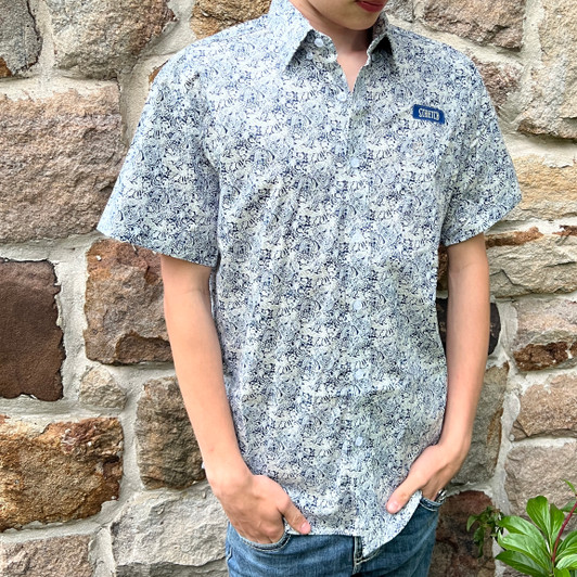 Panhandle Boy's Blue Paisley Short Sleeve Button Shirt SBB3S08968