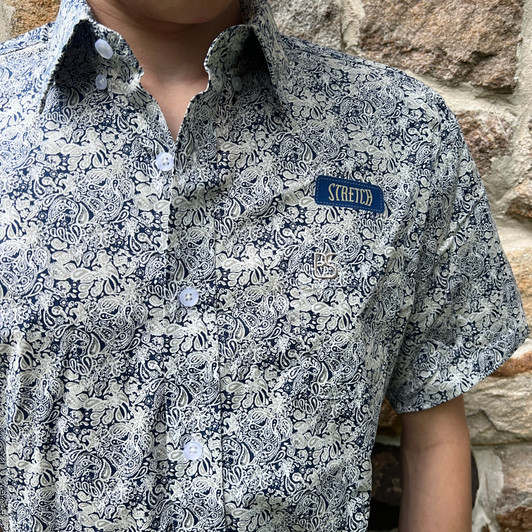 Panhandle Boy's Blue Paisley Short Sleeve Button Shirt SBB3S08968