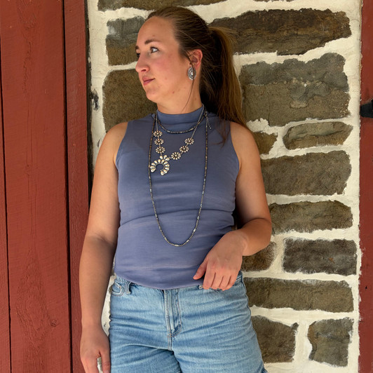 2 Fly Co Women's Denim Blue Cloud Mock Neck Tank 2FLY-CTB