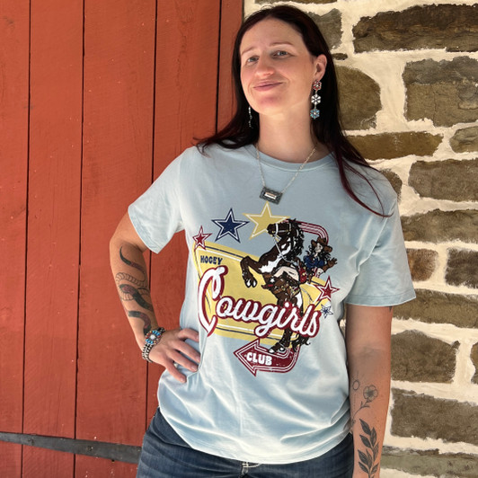 Hooey Ladies's Blue Cowgirls Graphic Tee HT2639LTBL