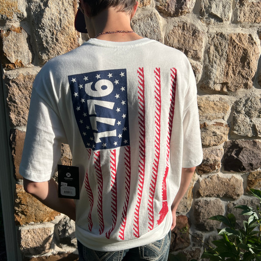 Hooey Men's White 1776 Flag Graphic Tee HT2671CR